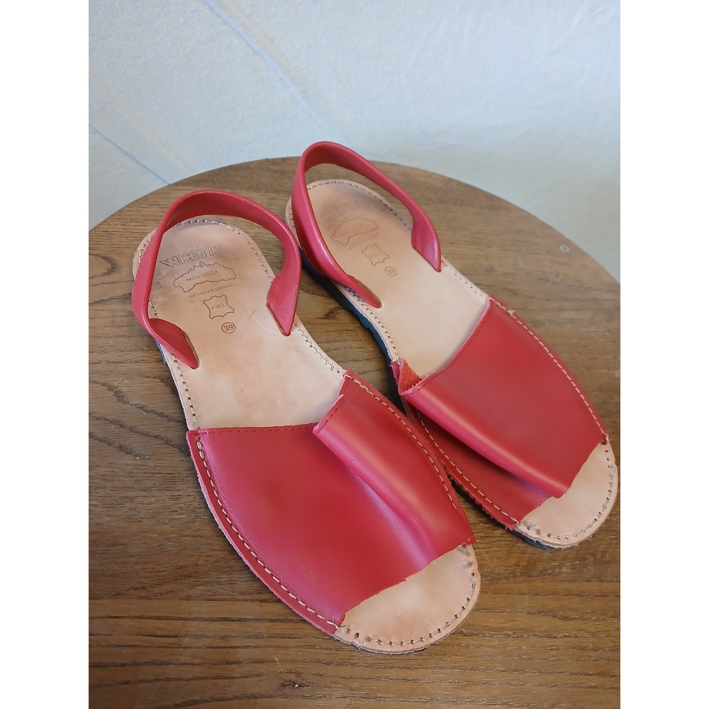 Wetis red leather sandal meorcan flats EU 39 flaw NEW - Picture 4 of 5